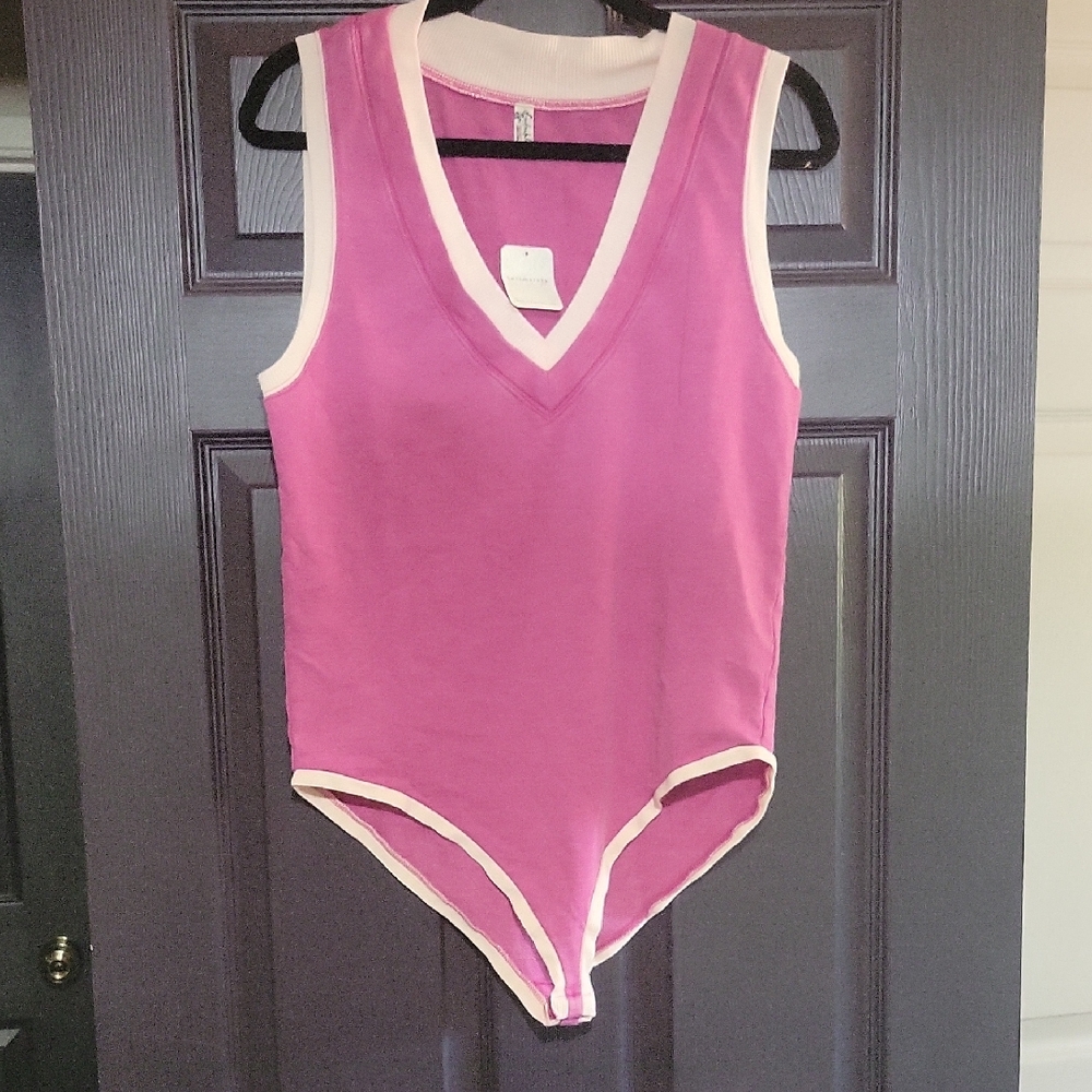 Free People Charming Pink V-Neck Kids Bodysuit